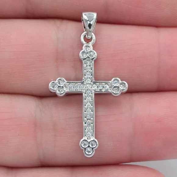 18K white gold filled Jesus cross pendant